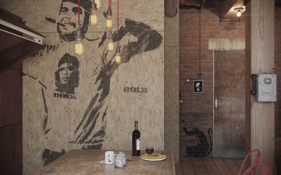 Разрисовать стену в стиле лофт