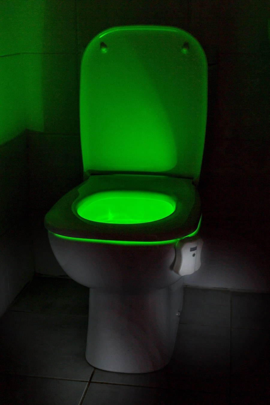 Туалет с зеленым унитазом