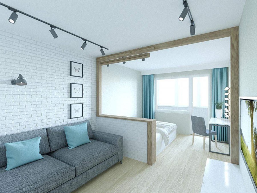 Гостиная-спальня 18м2 икеа