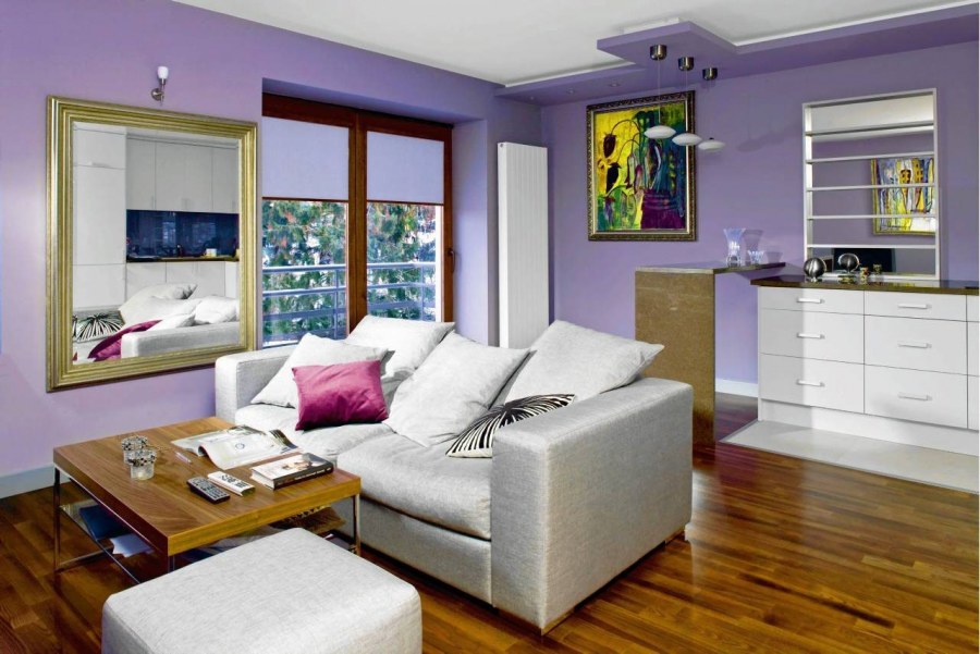 Гостиная в сиренево зеленом цвете