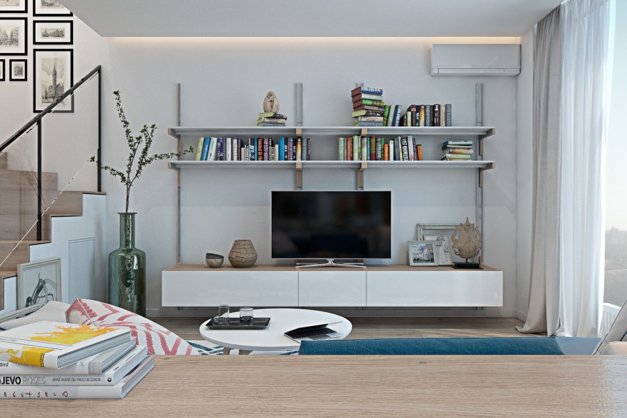 Стенка под телевизор в скандинавском стиле