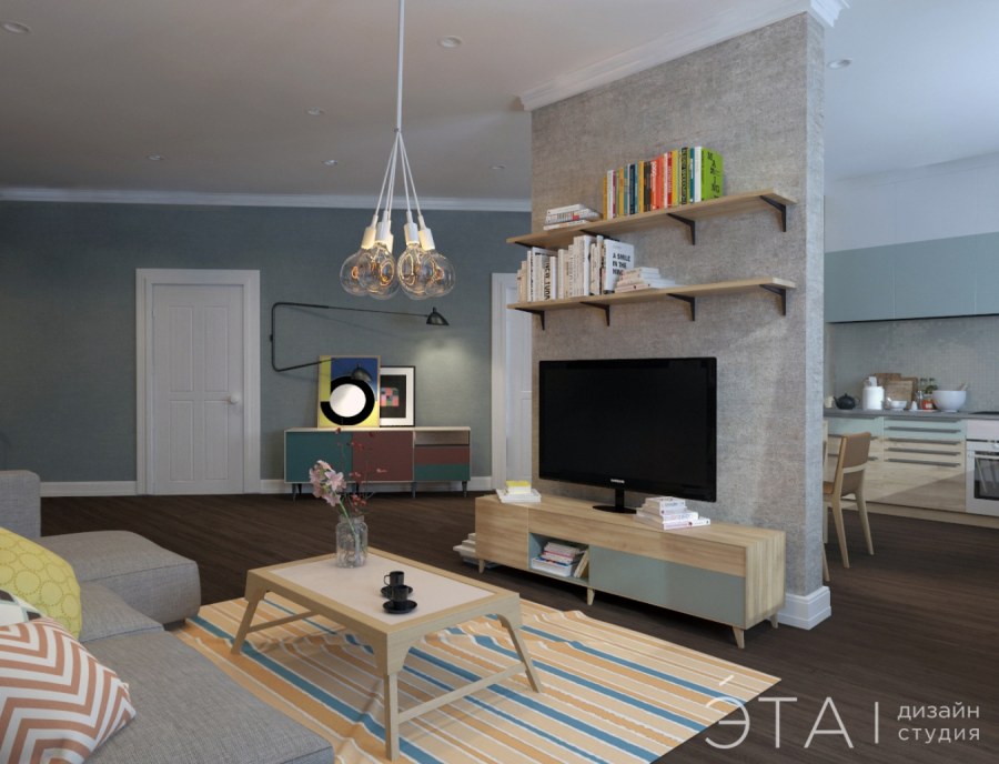 Стенка в гостиную в скандинавском стиле