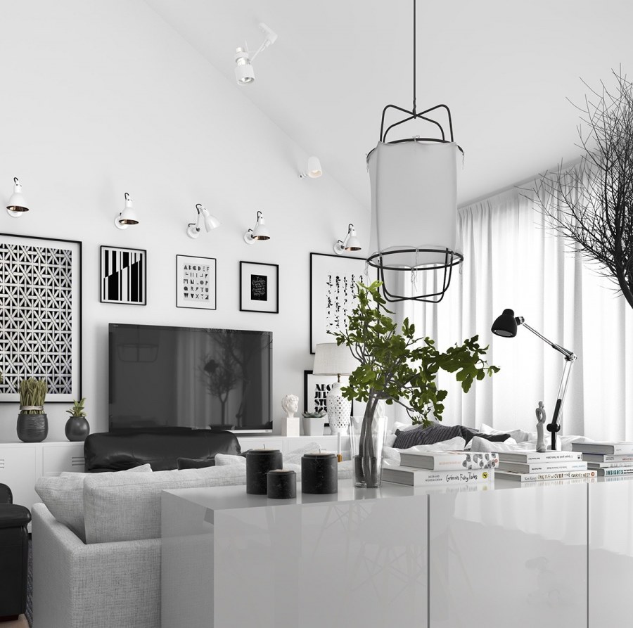 ТВ зона в скандинавском стиле