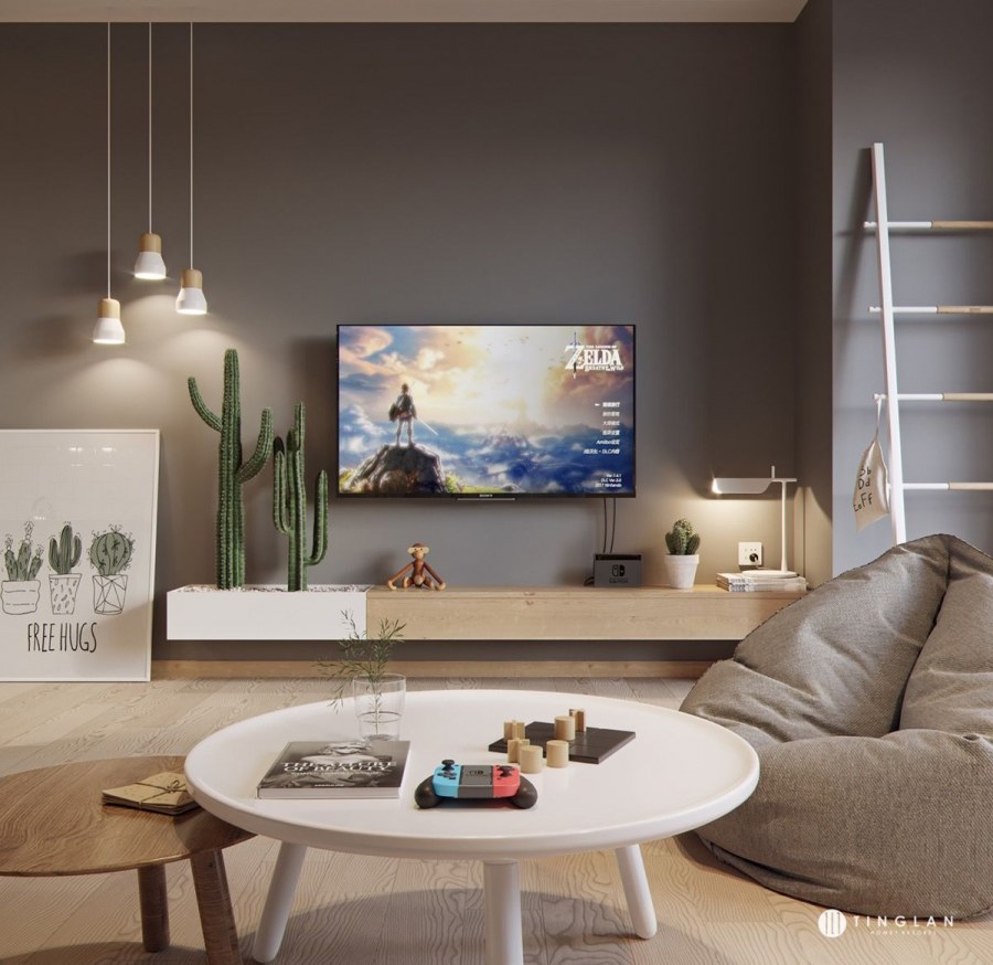 ТВ зона в скандинавском стиле