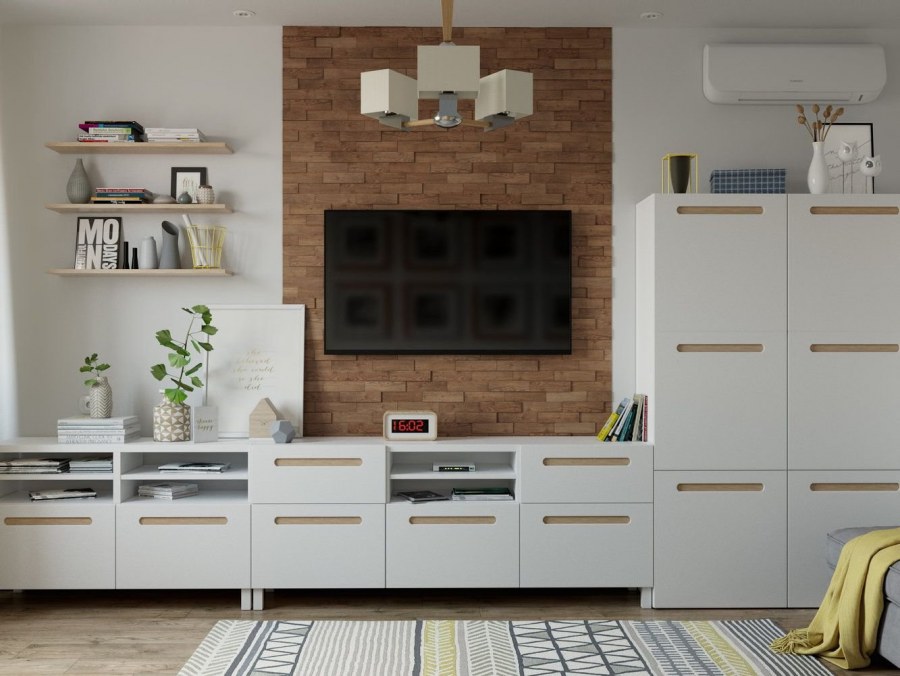 Стенка под телевизор в скандинавском стиле