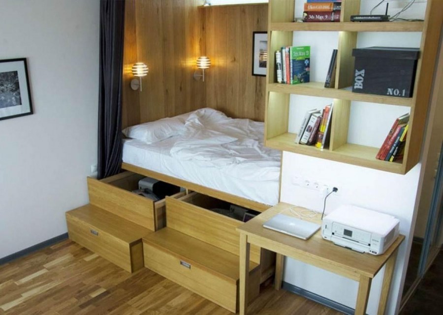 Кровать-подиум для экономии пространства