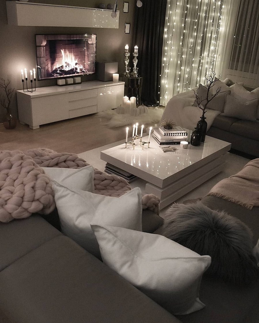 Пудровая гостиная в современном стиле