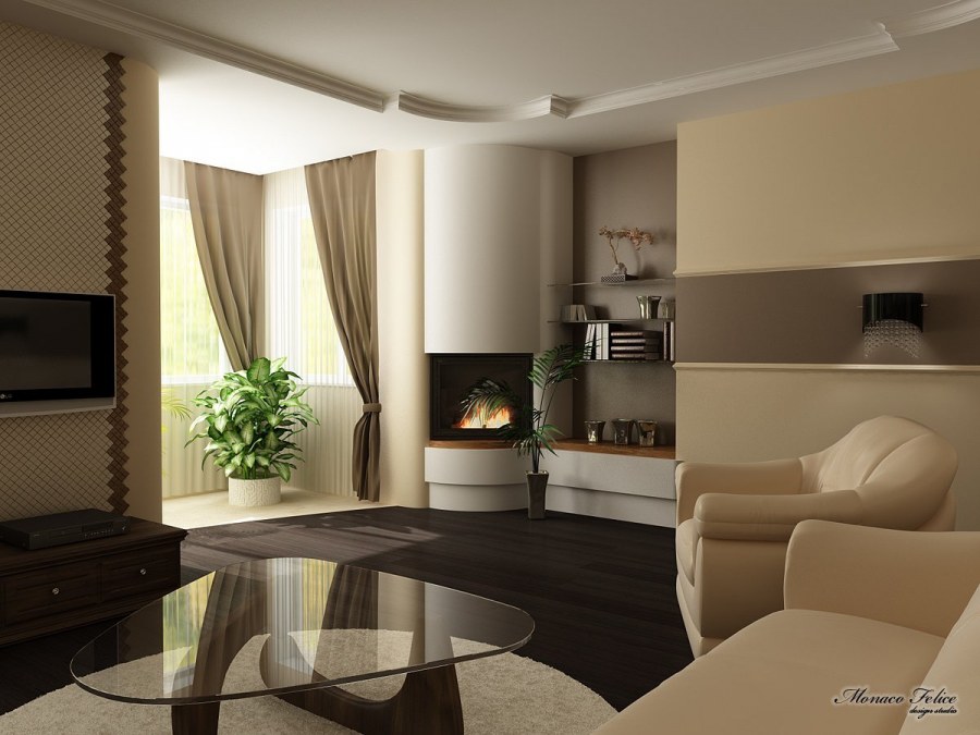 Гостиная в кофейно-молочных тонах