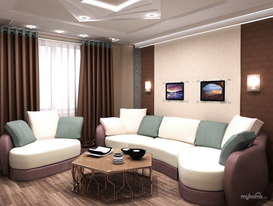 Зал в коричневом цвете