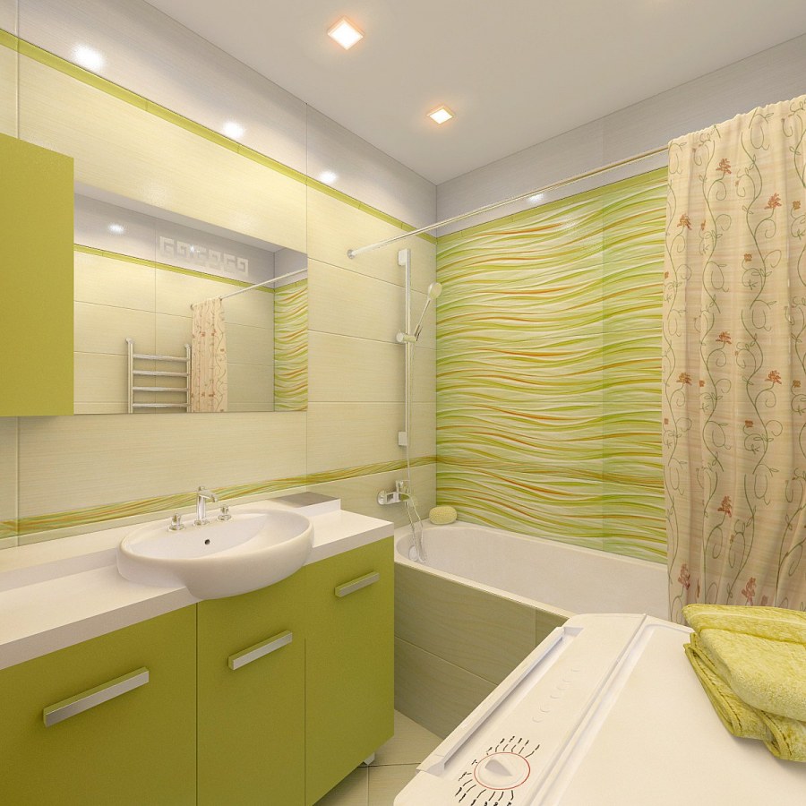 Ванная в зеленых тонах