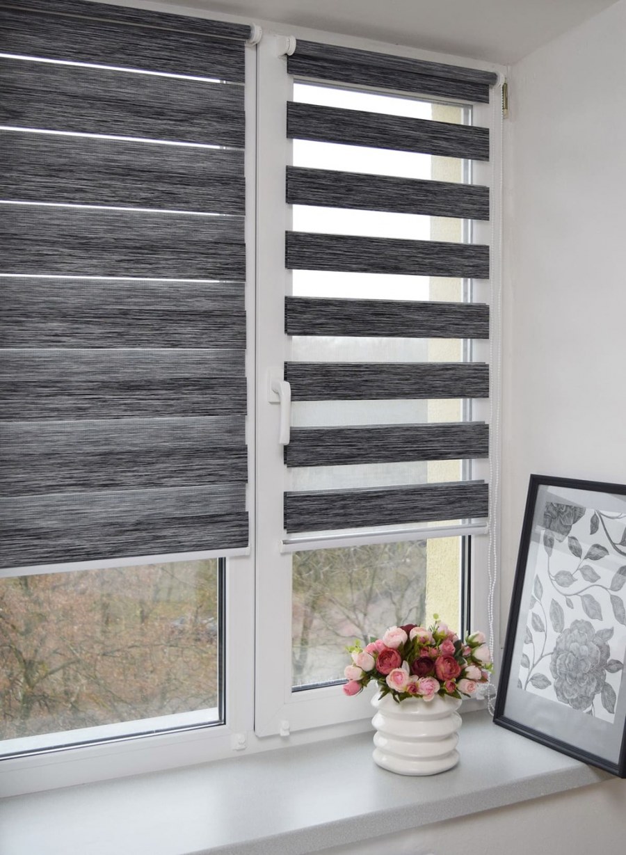 Рулонная штора "день-ночь Сантайм натур графит