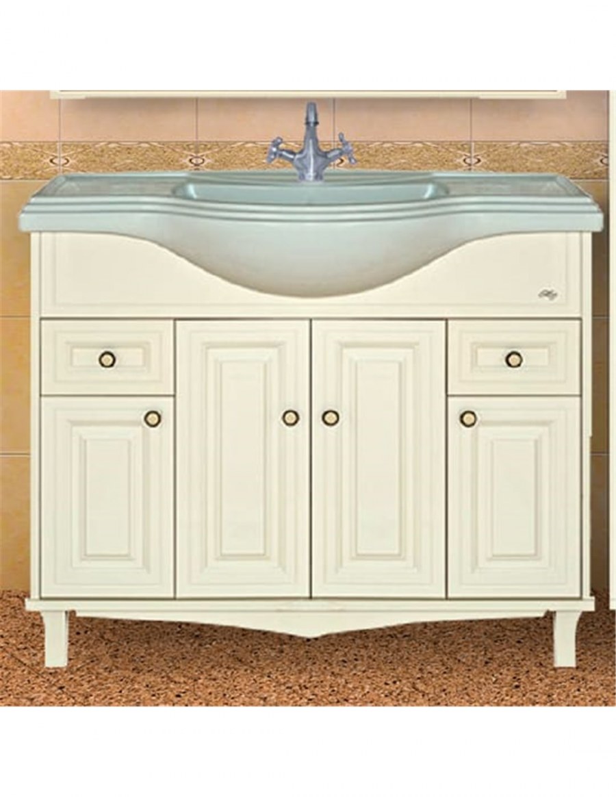 Тумба с раковиной Misty Шармель 105 светло-бежевая эмаль