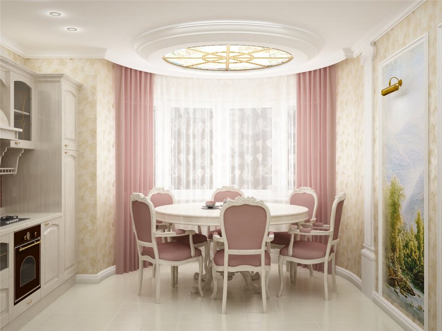 Шторы на кухню с эркером п44т