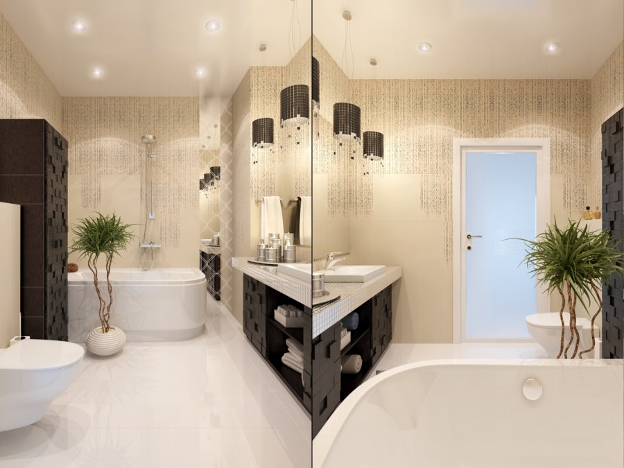 Совмещенная угловая ванная с туалетом интерьер