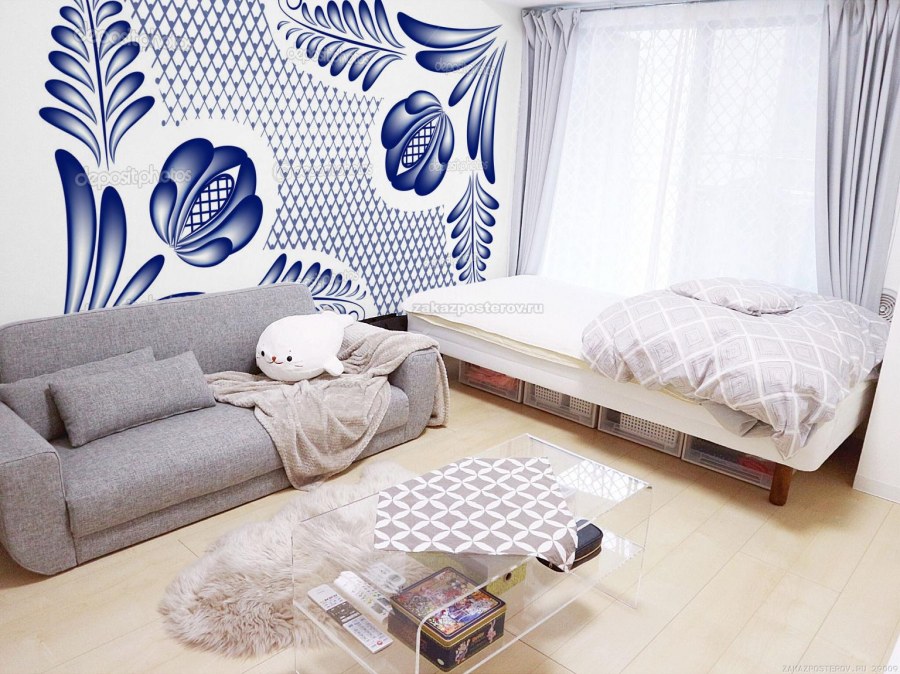 Комната в стиле Гжель
