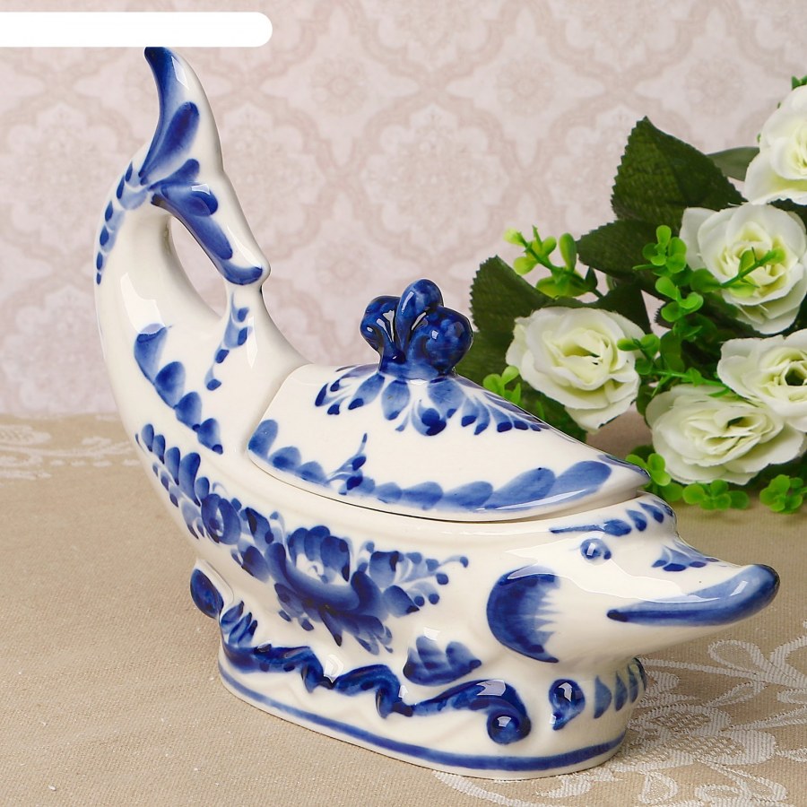 Гжель икорница Севрюжка