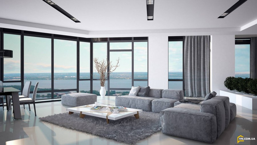 Интерьер с панорамными окнами
