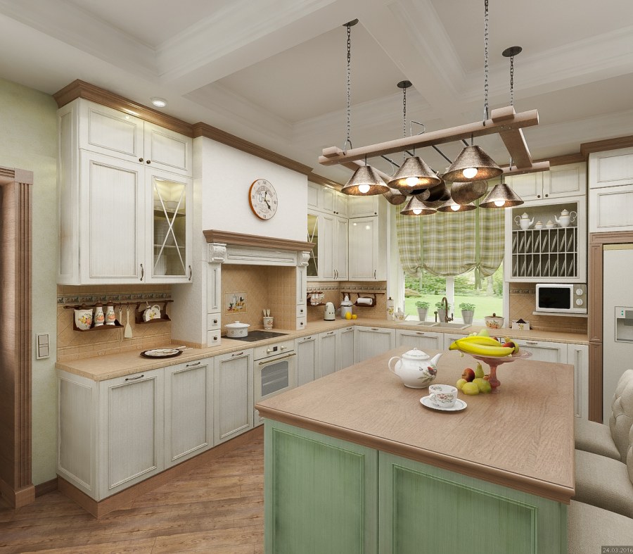 Освещение на кухне Прованс