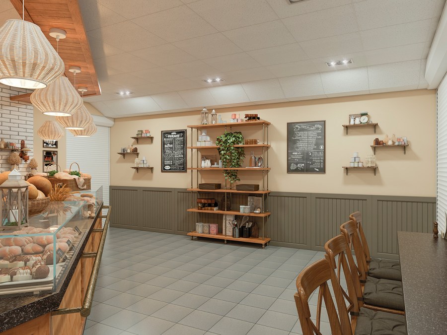 Интерьер кафе пекарни