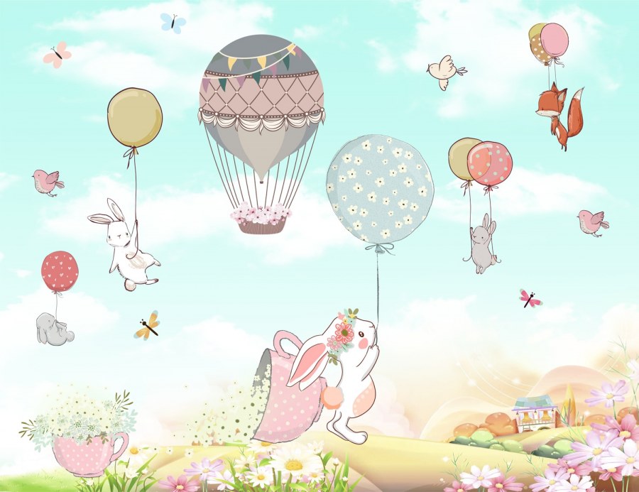 Фотообои в детскую с воздушными шарами