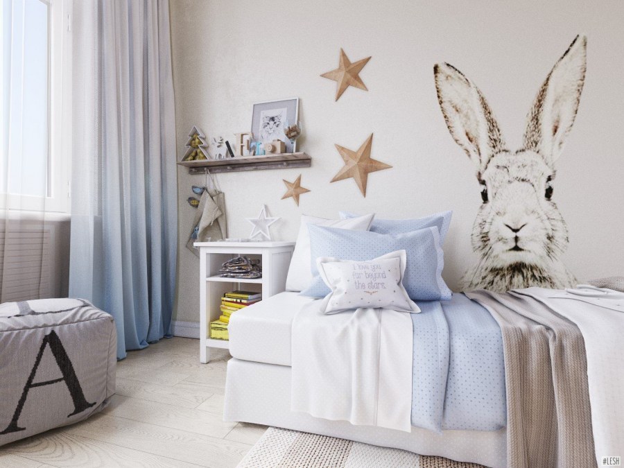 Декор детской комнаты с зайцем