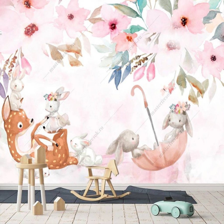 Фреска зайца в детскую