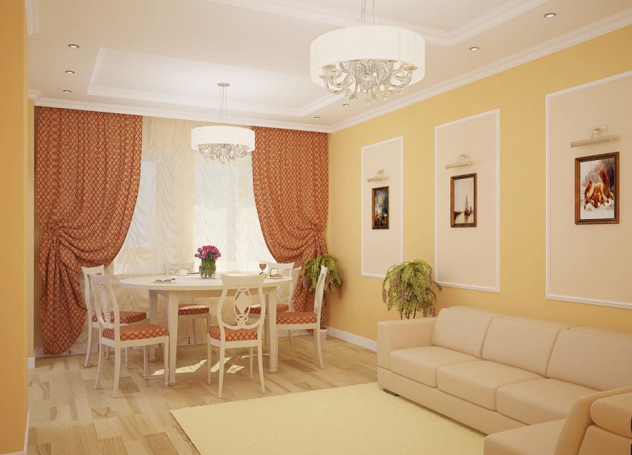 Гостиная в персиковом цвете