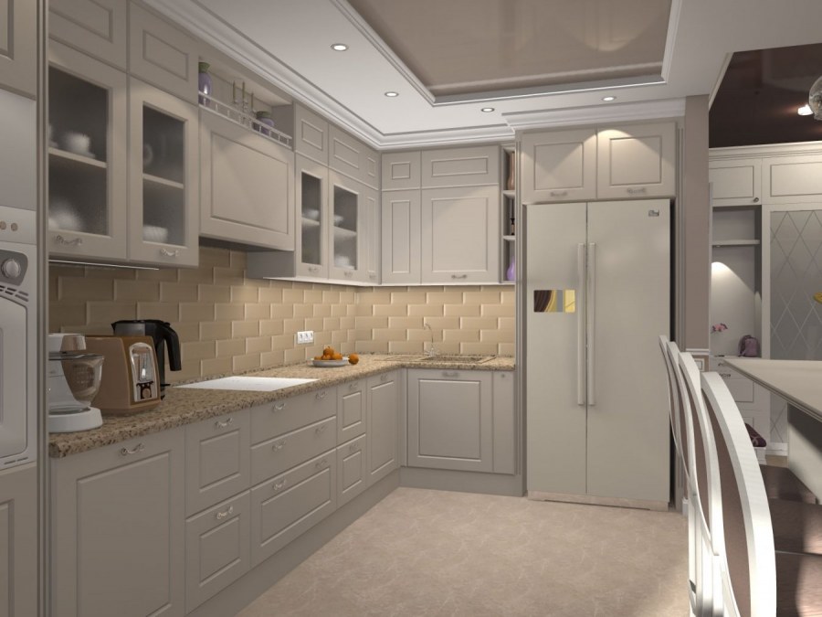 Кухня угловая Неоклассика беж