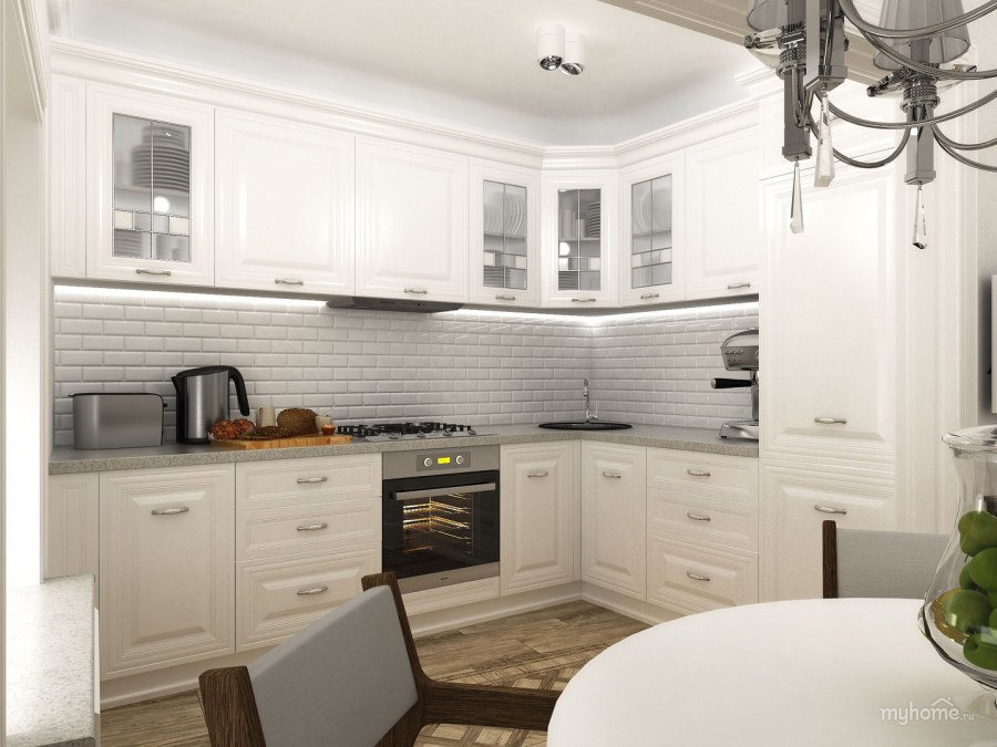 Кухня белая Нео классика 10м