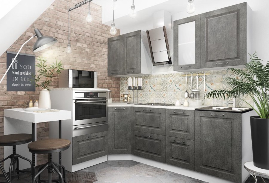 Икеа кухня Будбин серый линейная