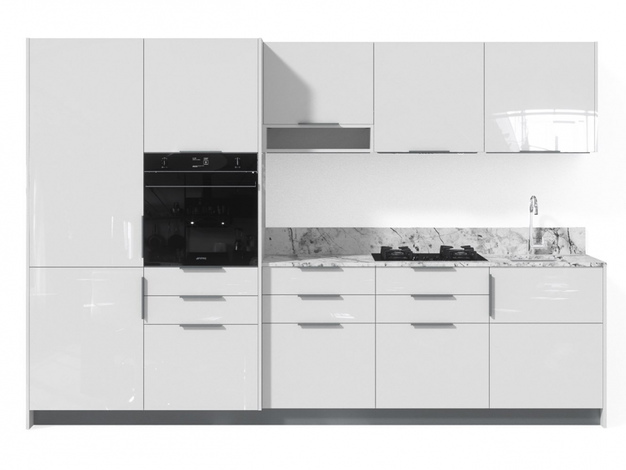 Кухня белый глянец прямая