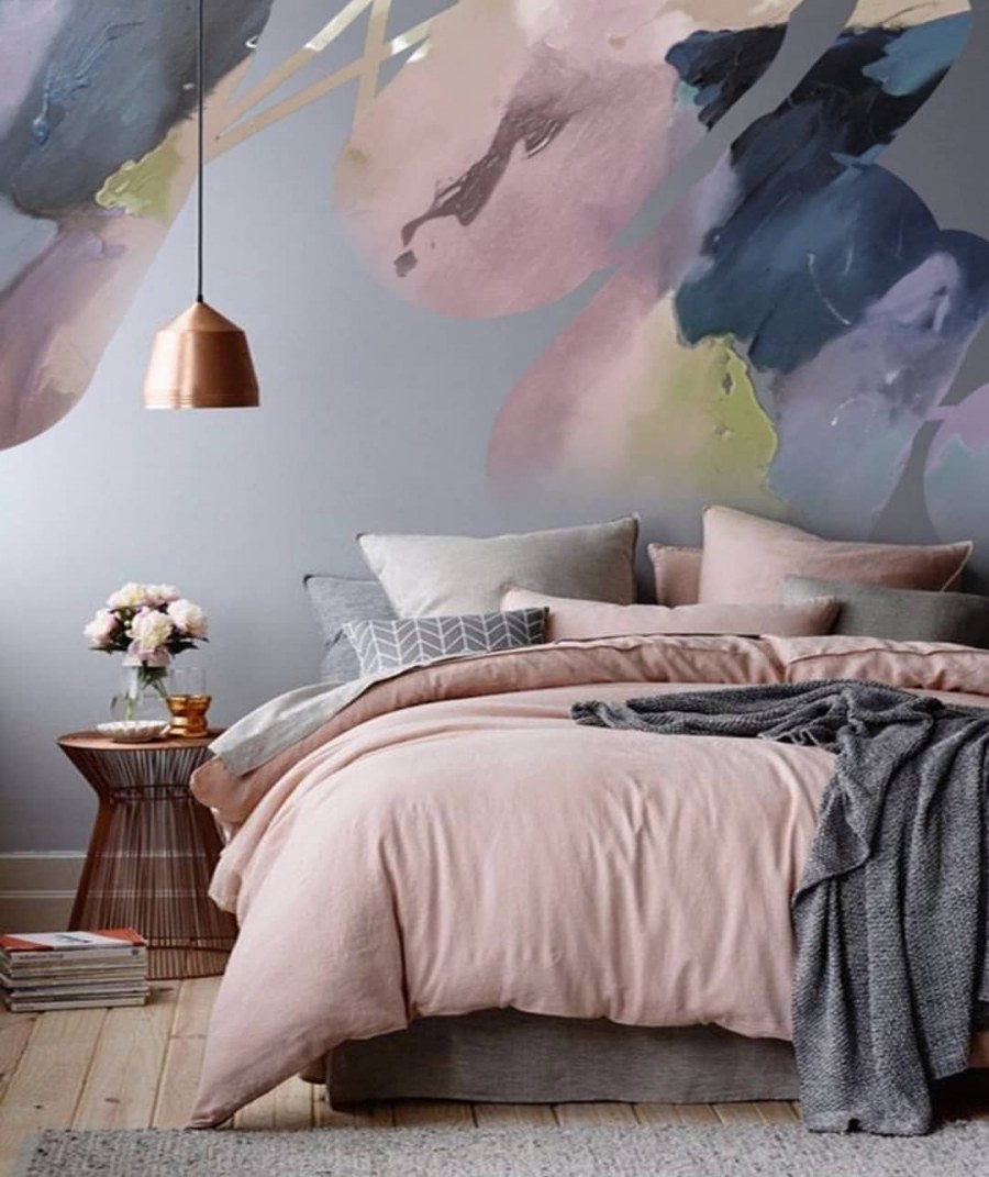 Фреска в скандинавском стиле в спальню