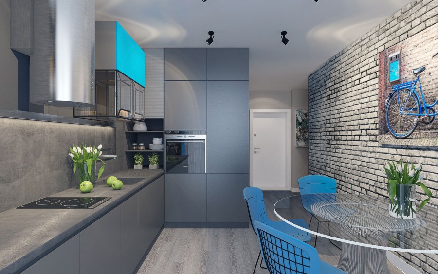 Акварельно-голубой оттенок в интерьере