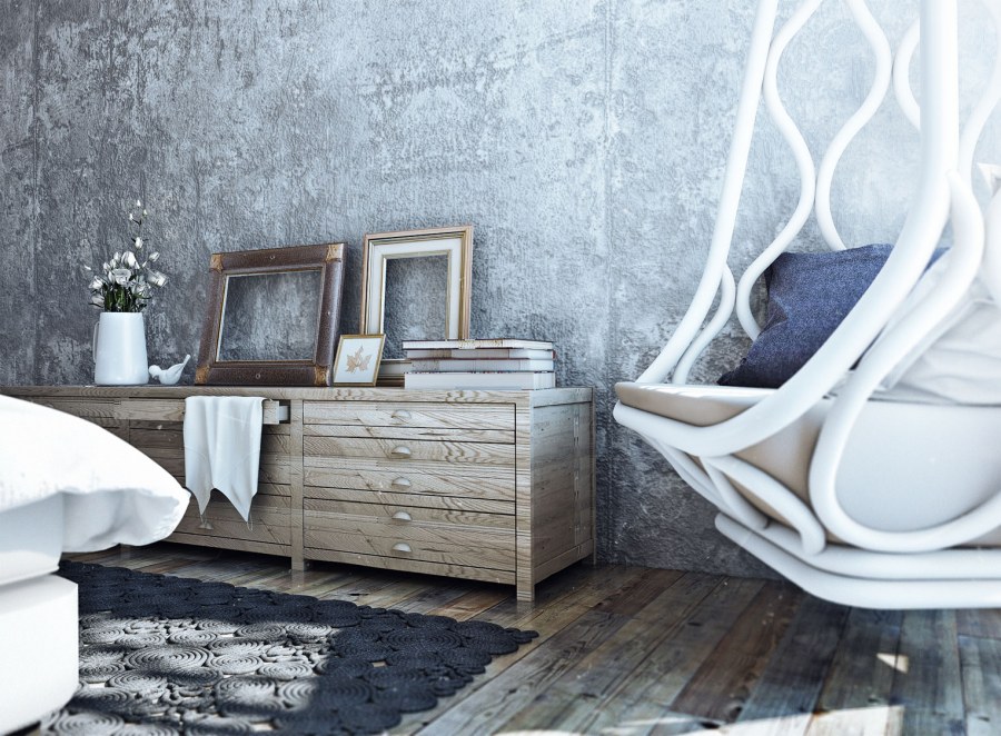 Состаренная мебель в интерьере лофт