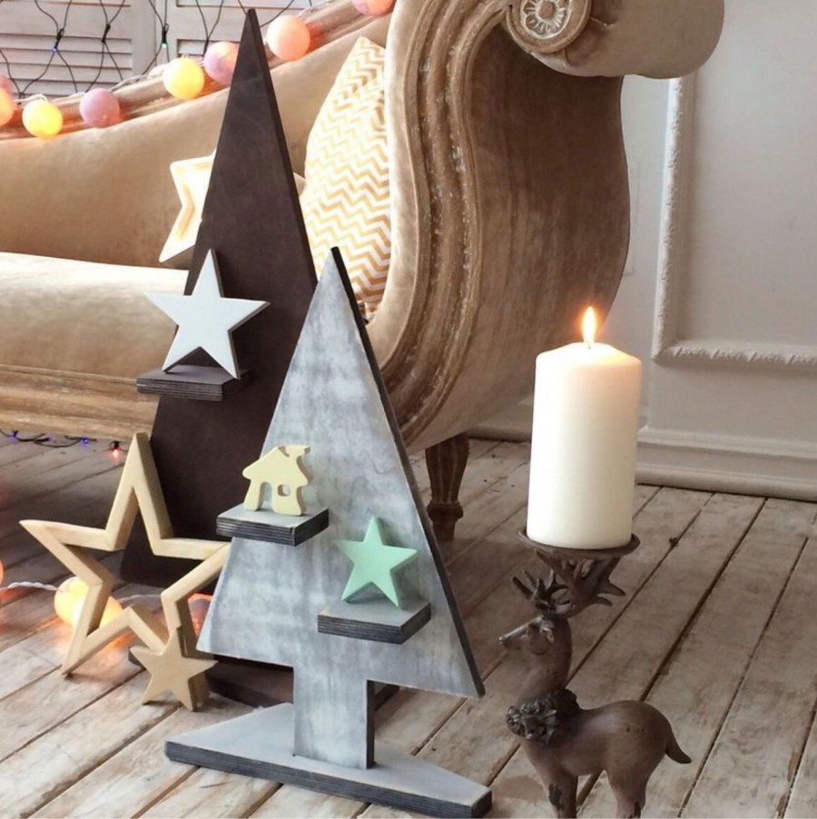 Деревянные украшения на новый год