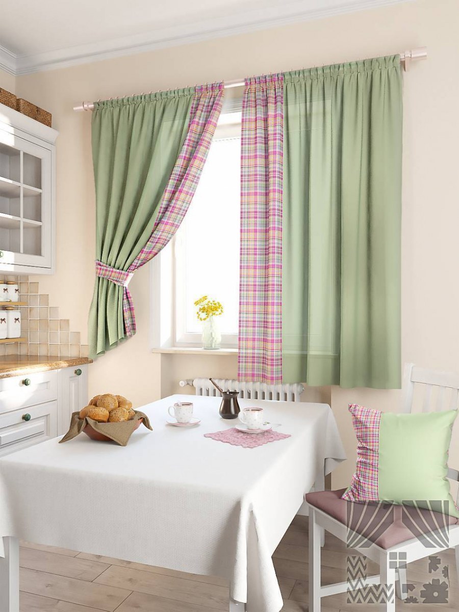 Шторы на кухню до подоконника
