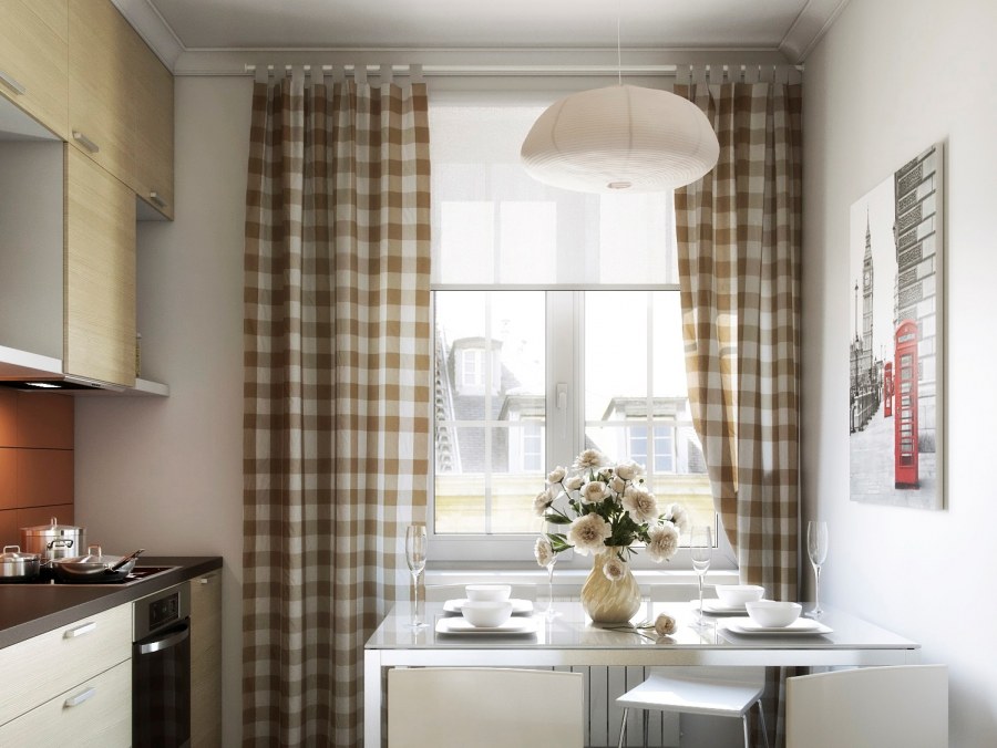 Тюль на кухню в скандинавском стиле