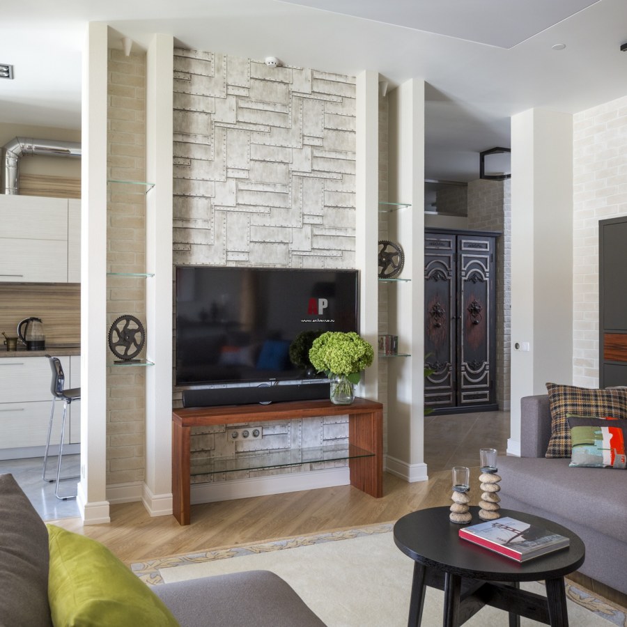 Перегородка с нишей для телевизора для зонирования