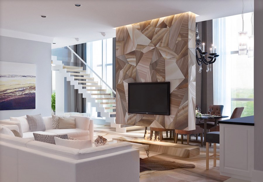 Декоративная перегородка с телевизором