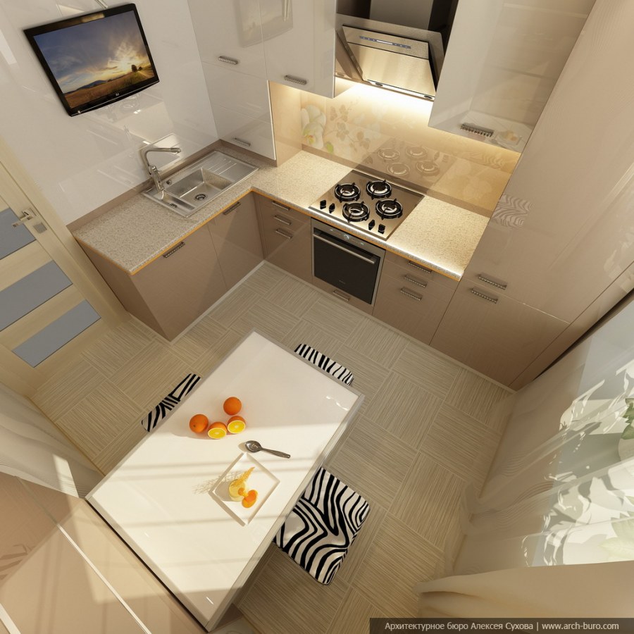 Современная кухня-гостиная 40 кв.м