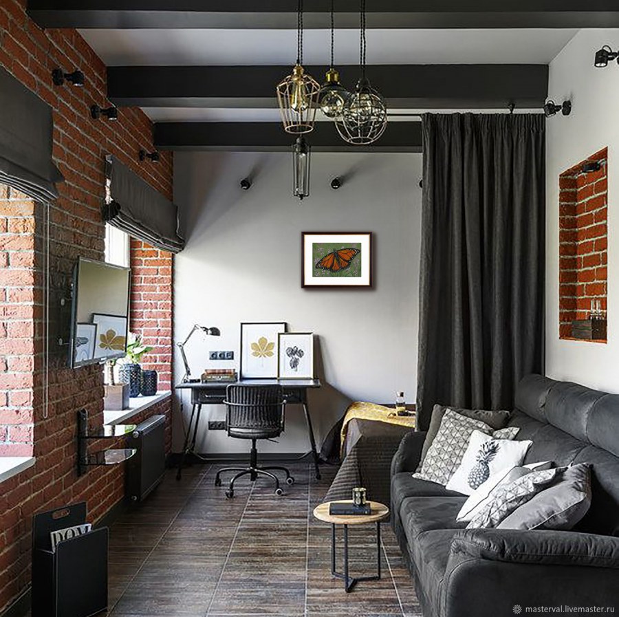 Маленькая гостиная в стиле лофт