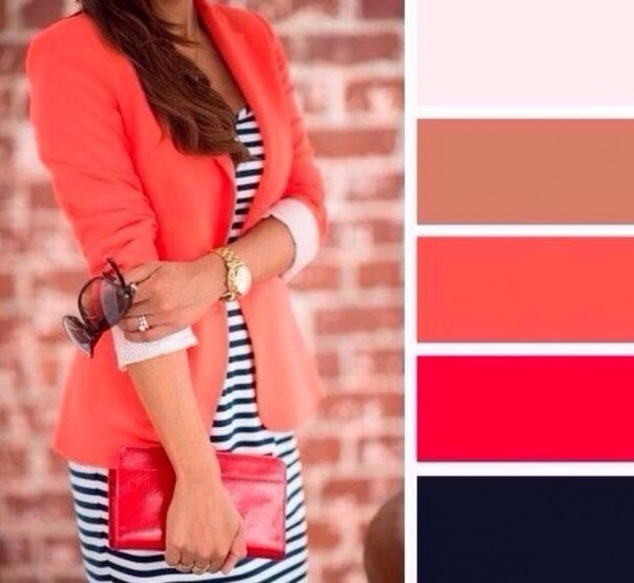 Сочетание цветов в одежде коралловый