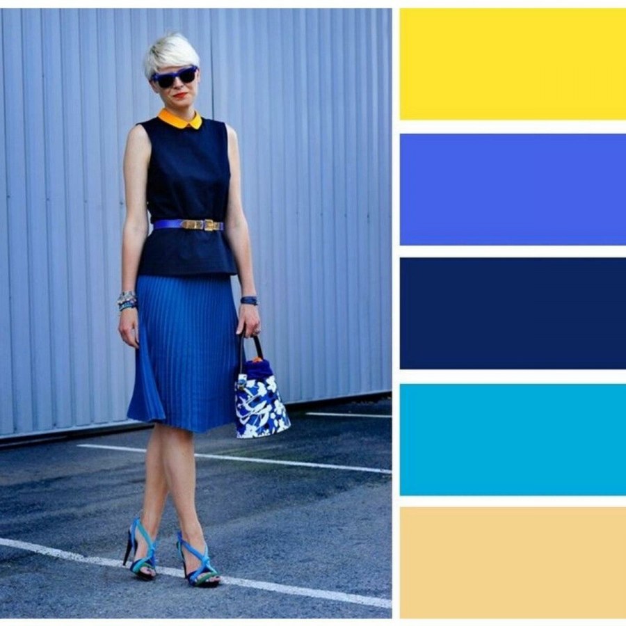 Сочетание синего цвета в одежде