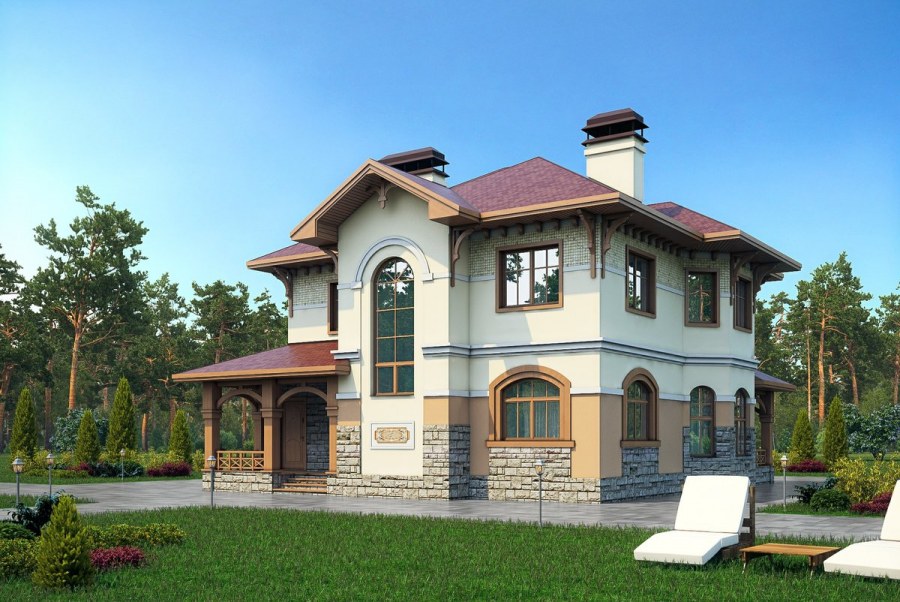 Красивый дом с эркером