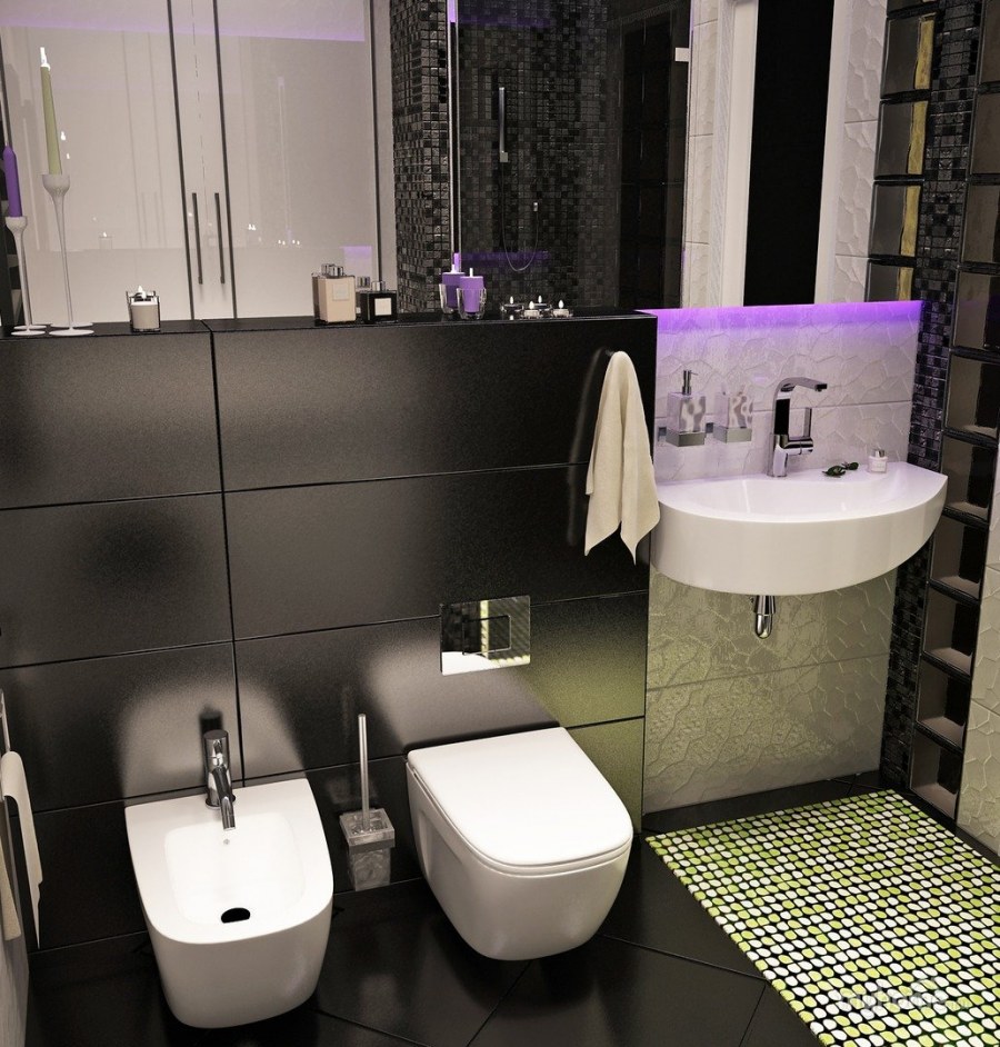 Современный интерьер маленького туалета 2020