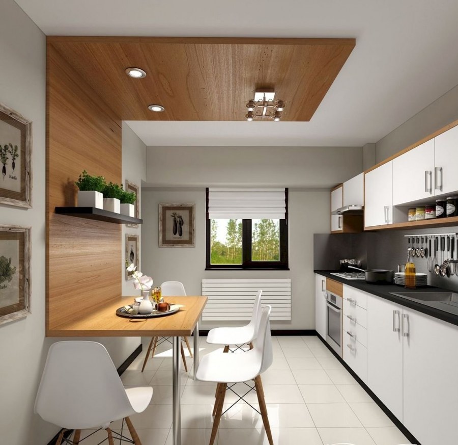 Интерьер кухни прямоугольной формы