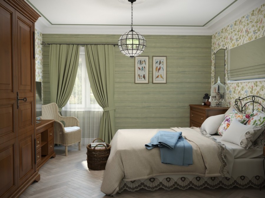 Интерьер загородного дома в стиле Прованс в салатовом