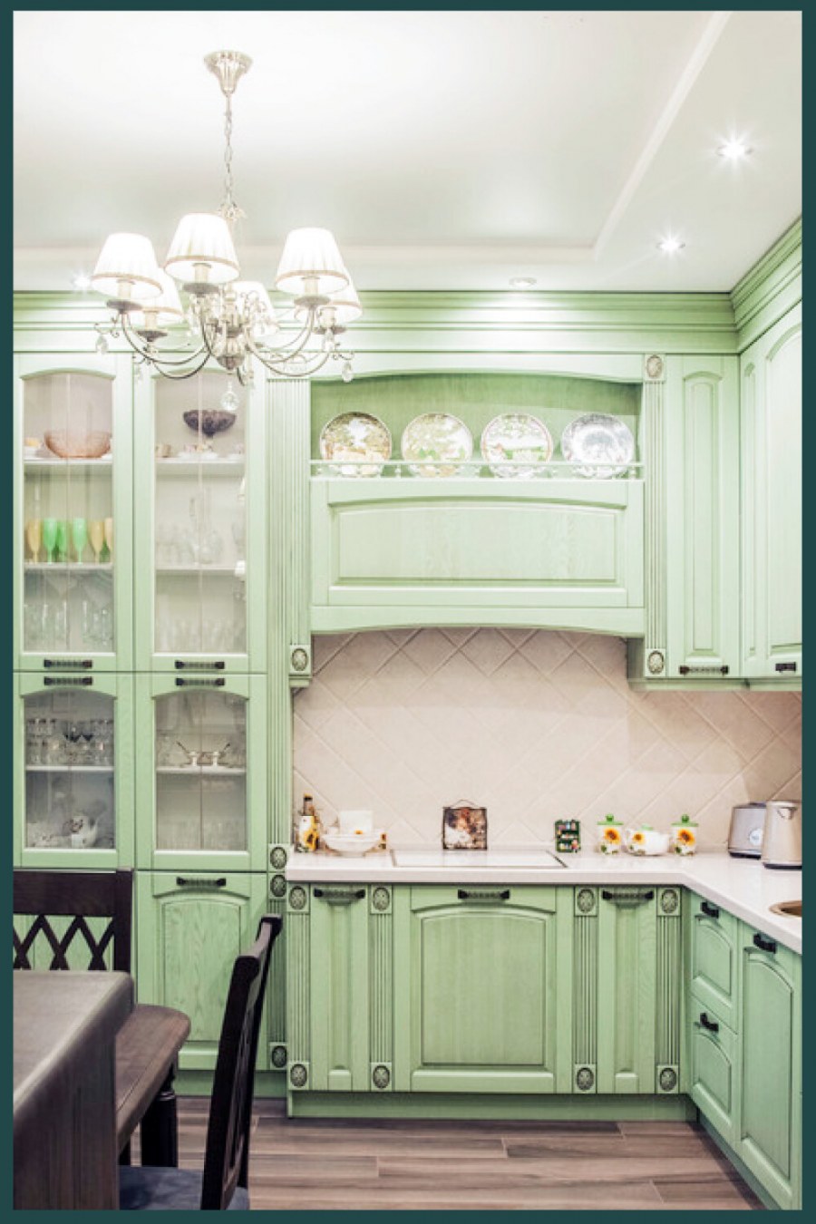 Кухня Кантри Прованс Неоклассика зеленая