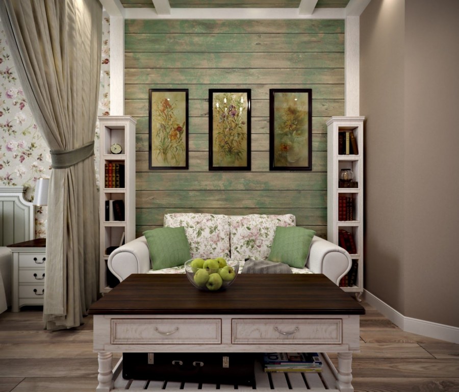 Комната в стиле Прованс зеленая