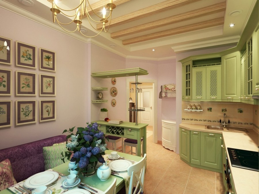 Кухня Прованс зеленая Лорен